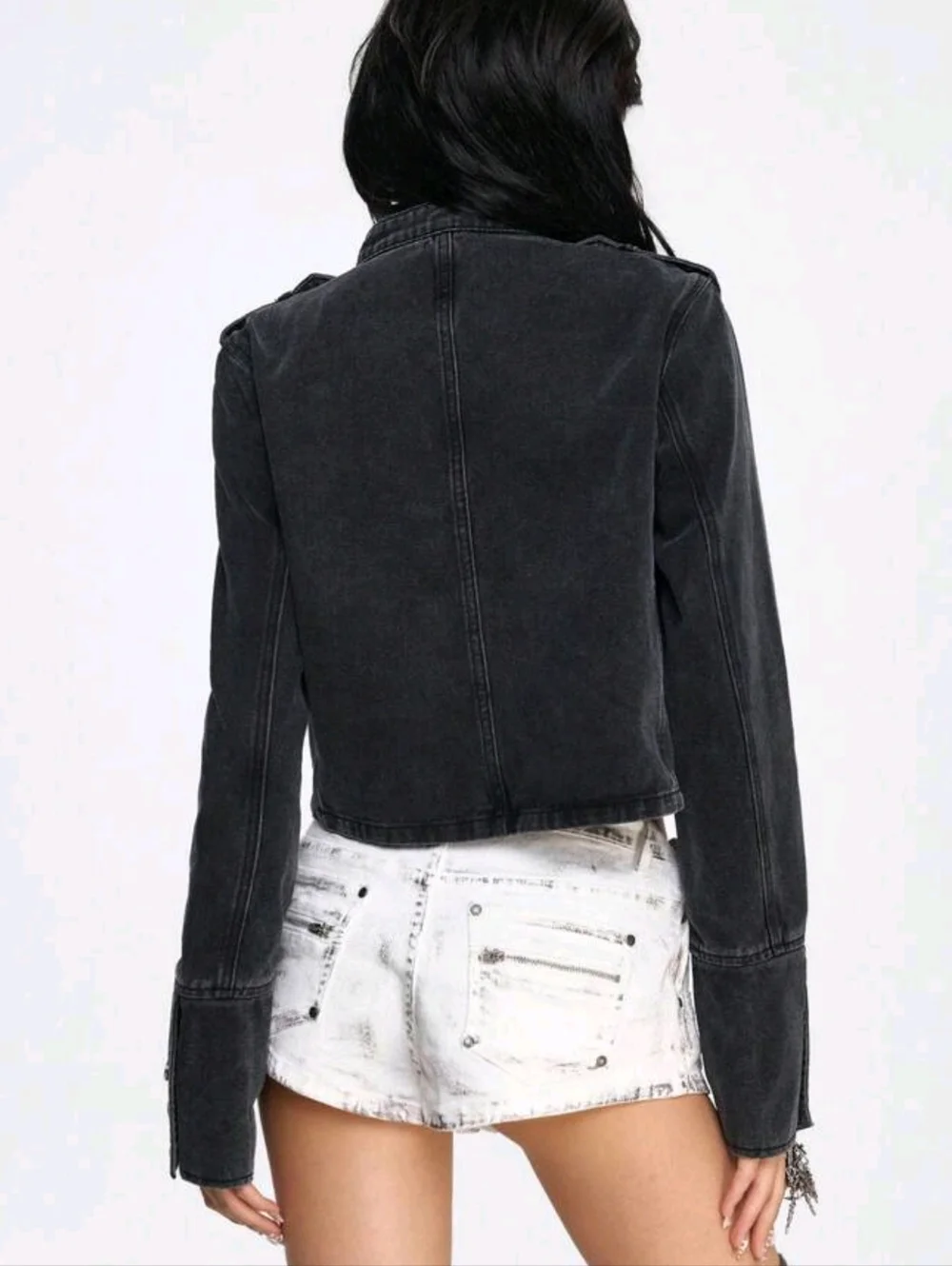Black Military-Style Women's Jacket - Picture 3 of 7